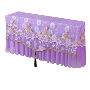Copertura antipolvere per condizionatore ricamata in pizzo viola elegante copertura floreale