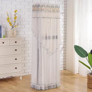 Lace standing air conditioner dust cover elegant embroidered floor standing cover decor style.