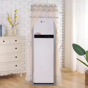 Elegant lace vertical air conditioner dust cover featuring exquisite embroidery for home decoration.