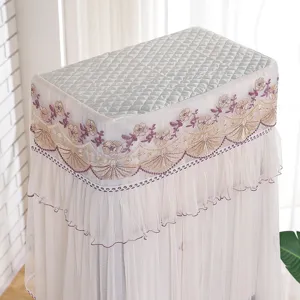 Detailed view of the vertical air conditioner dust cover featuring quilted top and elegant lace.
