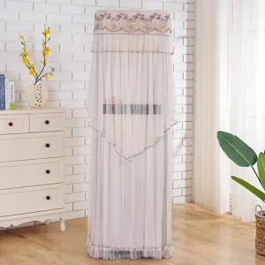 Lace standing air conditioner dust cover with floral embroidery vertical AC protector