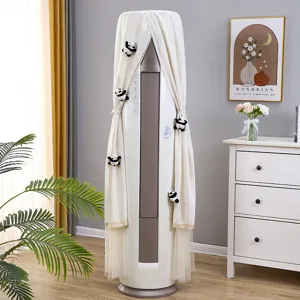 Fodera antipolvere per condizionatore cilindrico verticale con simpatici peluche di panda.