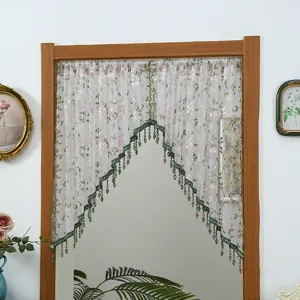 French lace door curtain half curtain partition curtain bedroom mesh curtain with tassels