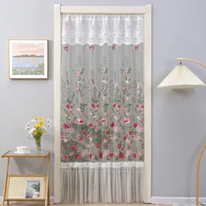 French romantic lace floral door curtain mesh partition curtain for bedroom and hallway