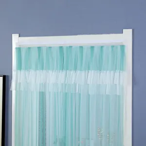 Anti-mosquito door curtain mesh tulle lace layered hanging screen with easy velcro install