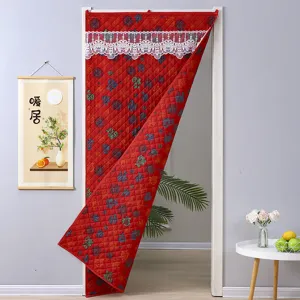 Tendina per porta trapuntata e spessa per l'inverno, tenda da appendere in cotone antivento per casa.