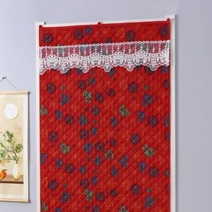 Tenda termica per porta in cotone spesso con bordo in pizzo, tenda divisoria invernale antivento.