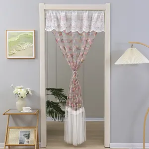 French romantic lace door curtain long partition mesh gauze curtain for bedroom hallway decor