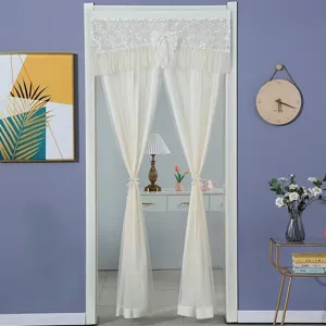White lace door curtain room partition tulle curtain punch-free bedroom decorative half curtain