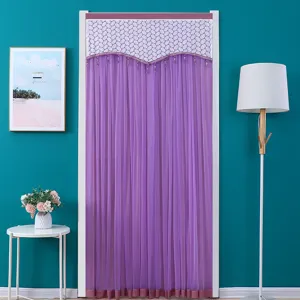 Lila spitze türvorhang detail, transparenter raumteiler vorhang mit perlen für schlafzimmer.