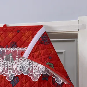 Tenda da porta in cotone antivento invernale con bordo in pizzo e velcro senza foratura.