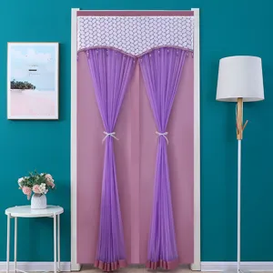 Violetter Spitzevorhang Türgardine Raumteiler für Schlafzimmer Wohnzimmer Heimdekoration