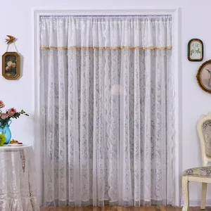 Französischer Retro weißer Tüllvorhang elegante Tür Fenster Vorhang Sichtschutz Dekor