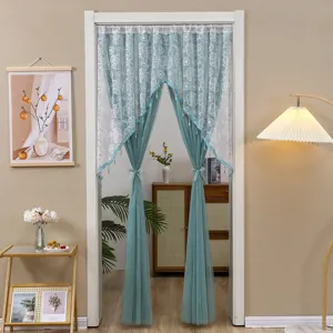 Rideau de porte en dentelle française gaze cloison sans perçage chambre cuisine déco.