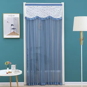 Double layer French mesh door curtain short curtain partition lace valance room divider 1pc