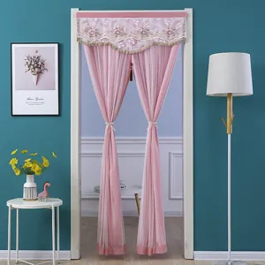 Pink lace mesh door curtain bedroom living room partition mosquito net hanging decoration