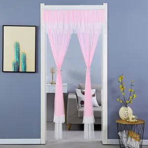 Pink tulle door curtain sheer mesh anti-mosquito hanging partition curtain for bedroom