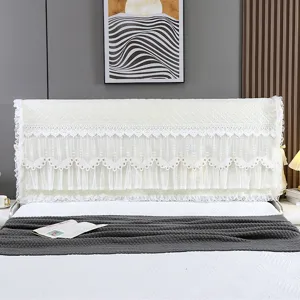 Funda protectora antipolvo para cabecera de cama de encaje con diseño de mariposas bordadas.