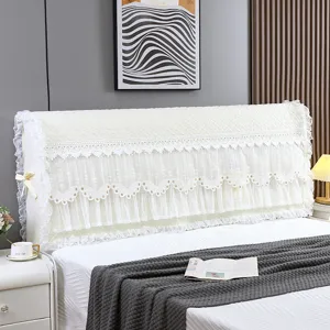 Fundas para cabecero de cama de encaje bordado proteccion antipolvo detalles vista