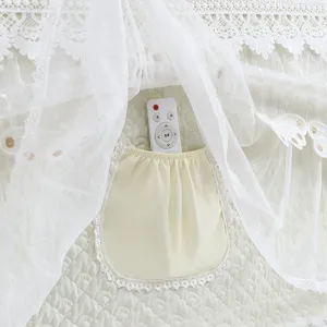 Fundas acolchadas de encaje para cabecera de cama protector antipolvo con bolsillo de almacen
