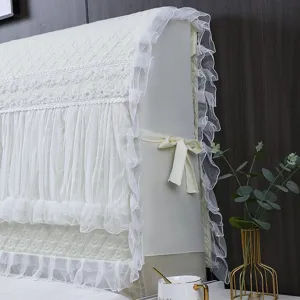 Καπιτονέ κάλυμμα κεφαλαριού κρεβατιού πριγκιπικού στιλ με δαντέλα βολάν και φιόγκος.