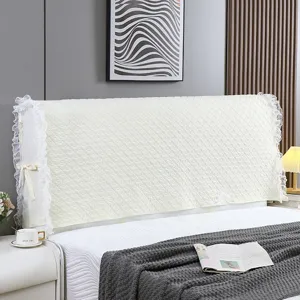 Fundas para cabecera de cama acolchada con volantes de encaje, grueso protector antipolvo.