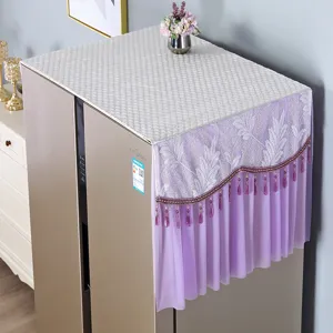 Refrigerator dust cover double door lace top cover mat cloth white home appliance protector