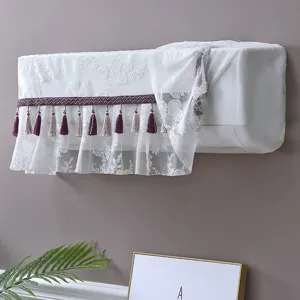 Spitzen Staubschutzhülle für Wandklimaanlage, 1.5P Abdeckung mit eleganten violetten Quasten.