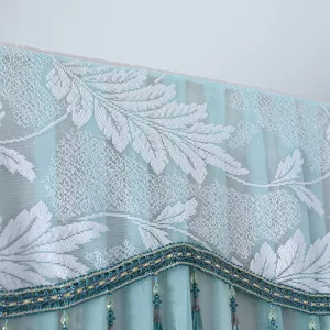Lace refrigerator dust cover with exquisite leaf embroidery and elegant hanging tassel fringe.