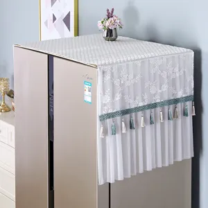Lace Refrigerator Dust Cover And Washing Machine Protector Polyester Dustproof Cloth Home Decoration