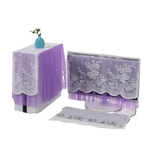 Computer dust cover set lace purple desktop monitor host keyboard protector home decor