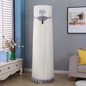 Elegant lace vertical dust cover for home decoration, soft mesh fabric with tassel accent.