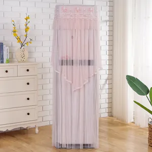 Vertical air conditioner dust cover lace mesh floral embroidery home decor protective sleeve.