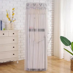 Detailed view of upright air conditioner dust cover with elegant lace embroidery design.