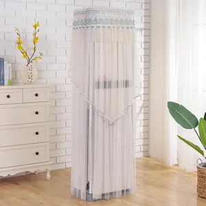 Elegant lace vertical air conditioner dust cover breathable protective case for home living room decor.