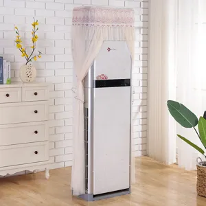 Detailed view of the elegant lace vertical air conditioner dust cover, featuring floral pattern.