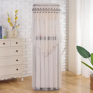 European lace vertical air conditioner dust cover, elegant embroidery sheer fabric mesh.