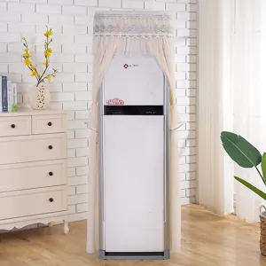 Detailed view of elegant lace vertical air conditioner dust cover with fine floral embroidery.