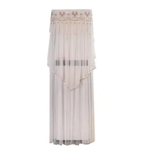 Vertical air conditioner dust cover lace embroidered elegant floor standing AC cover beige
