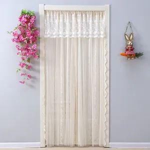 Floral Lace Door Curtain Semi Transparent Mesh Room Divider Anti Mosquito Privacy Screen Home Bedroom Living Room