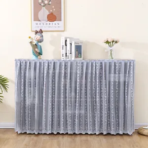 Lace fabric dust-resistant curtain for bookshelf, shoe rack and storage cabinet decor.