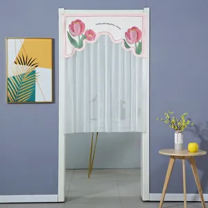Charming tulip sheer door curtain fabric half curtain for bedroom home decor detail