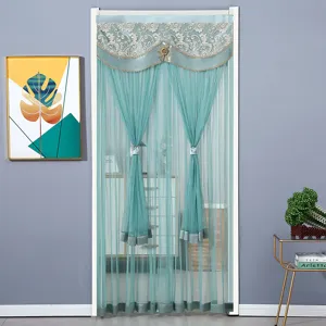 European style mesh door curtain embroidered lace anti mosquito bedroom partition curtain