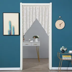 French lace half door curtain for home decor, elegant floral punch-free hanging curtain.