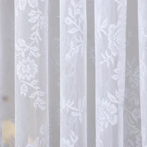 Witte franse kanten gordijn bloemenpatroon slaapkamer scheidingswand transparant mesh
