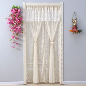 Elegant lace door curtain for home bedroom partition and privacy protection, beautiful sheer design.