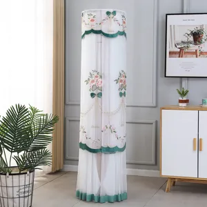 Vertical air conditioner cover lace embroidered dustproof cylindrical floor standing AC protector