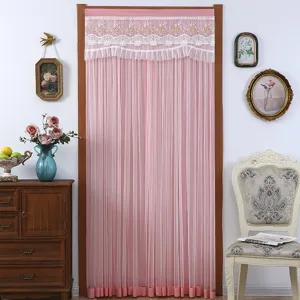 Pink lace sheer door curtain half curtain for privacy room partition home decor style
