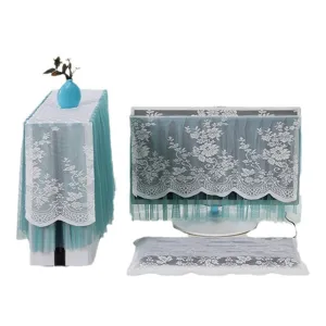 Lace computer dust cover set desktop monitor and host protective cover floral lace design