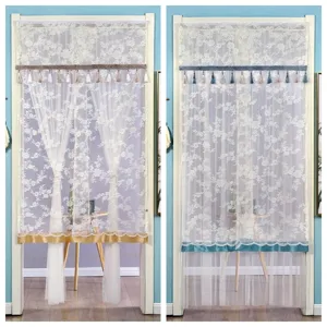 Lace Door Curtain Double Layer Mesh Mosquito Net Quiet Doorway Curtain Modern Minimalist Home Decor Room Divider